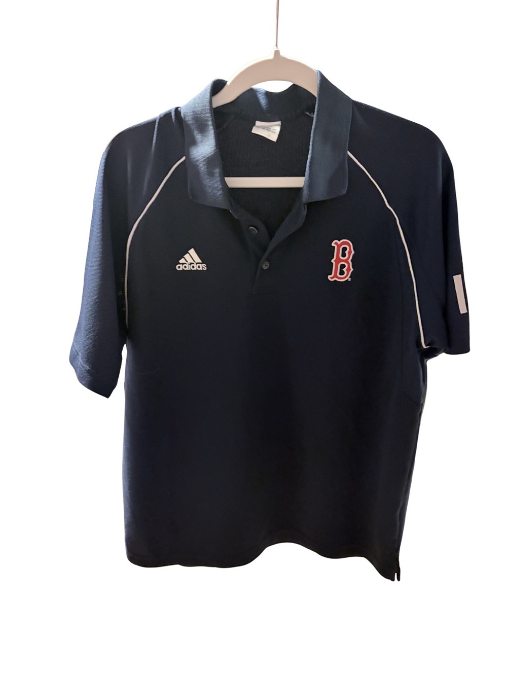 adidas Navy Blue ClimaCool Golf Polo with Boston Red Sox 'B' Logo- Size Medium
